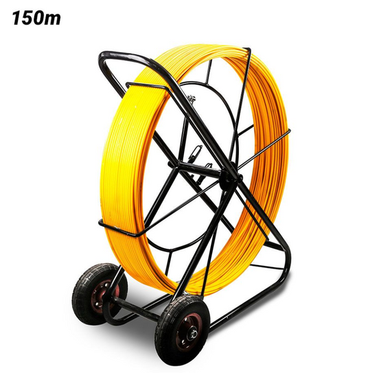 Sparrow SFTF158 150m x 8mm Fibreglass Duct Rodder Cable with Wheeled Steel Frame