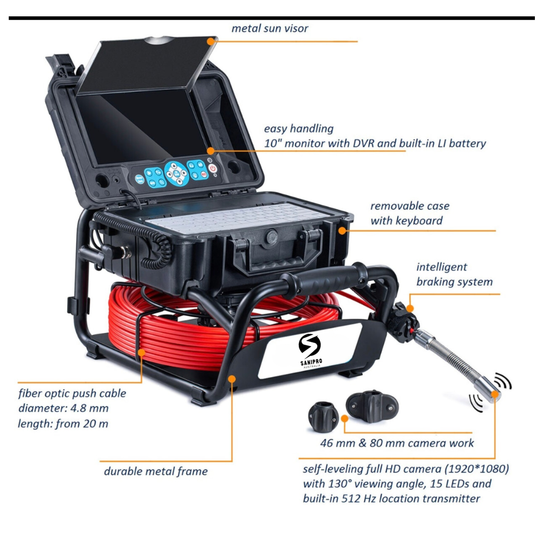 23mm AHD Pipe Inspection Camera self-levelling with 512Hz transmitter.